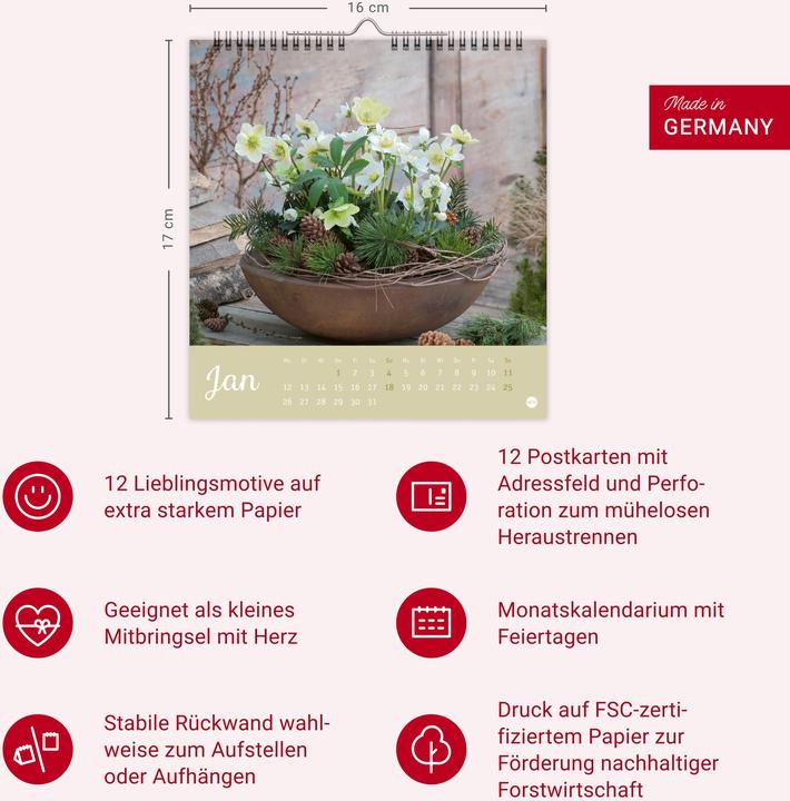 Productafbeelding Herzliche Blumengrüsse Postkartenkalender 2026 (Hardcover, Duits)