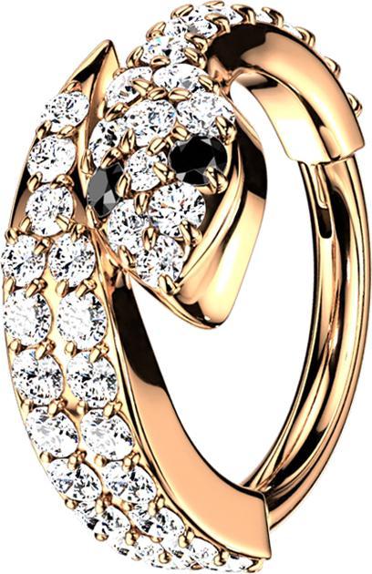 Star Piercing Micro Segmentring klappbar rosegold Schlange mit Kristallen (ohne Messing, Chirurgenstahl 316L)