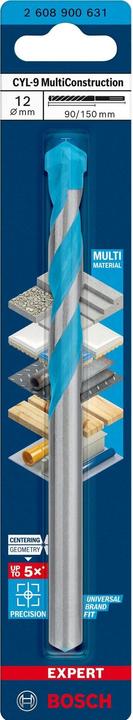 Immagine prodotto Bosch Professional Zubehör Trapano multi-costruzione EXPERT CYL-9, 12 x 90 x 150 mm (12 millimetri)
