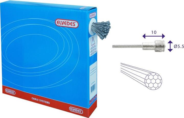 Produktbild Elvedes Rem Binnenkabel Eledes 2000mm Edelstahl ã¸1.5mm V-Nipple (100 Stück) (Bremssattel)