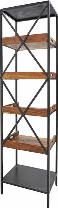 Produktbild Loberon Regal Lancaster antikbraun/schwarz (200 x 55 x 40 cm)