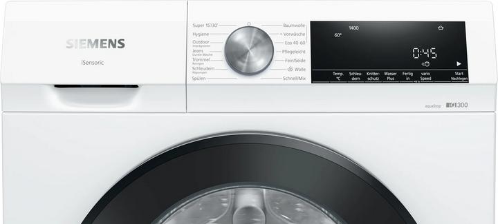 Produktbild Siemens WG44G000EX Waschmaschine (Frontlader, freistehend, 9 kg, A, 1.400 U/Min, iQ300) (9 kg, Links)