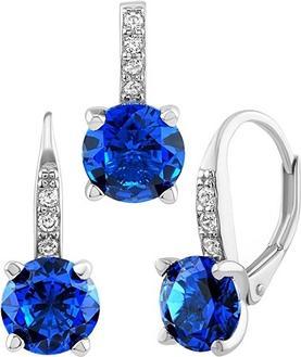 Image du produit Silvego Bellino Silver Synthetic Spinel Jewelry Set - Boucles d'oreilles et pendentif LPS1274SBSP