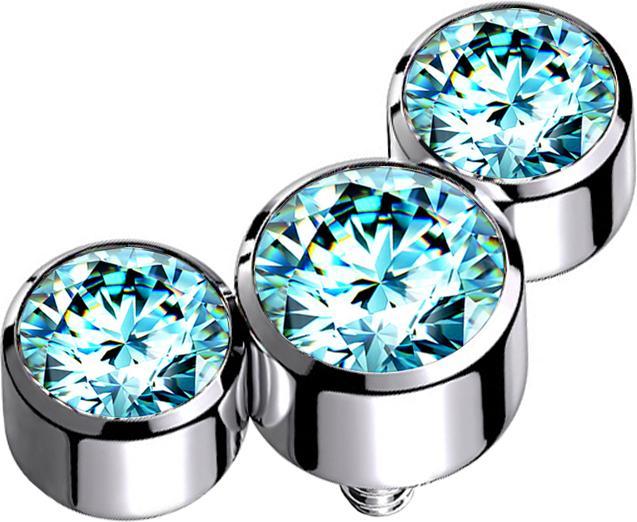 Produktbild Star Piercing Dermal Anchor silber drei Kristalle aqua (Titan G23, ohne Messing)