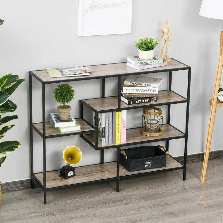 Produktbild Swisshandel24 Standregal, Bücherregal Lagerregal Industrieller Stil, Aktenregal, Küchenregal, P2 Spanplatte, Metal (120 x 32 x 95 cm)