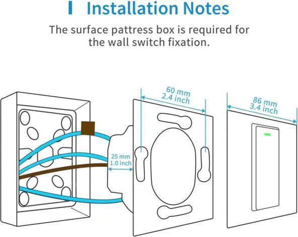 Image du produit Meross Smart Wi-Fi 1 Way Wall Switch