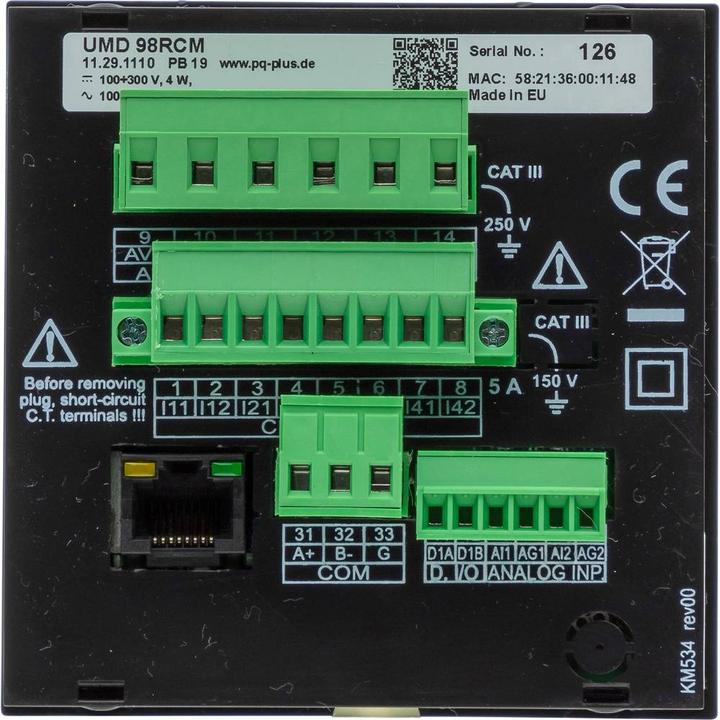 Actual product image PQ Plus Digital panel meter UMD 98RCM (UH: 230V / UM:400V)