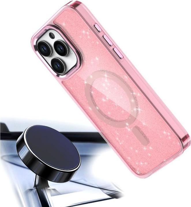 Image du produit Hurtel Étui à paillettes MagSafe pour iPhone 16 Pro Max - rose à paillettes (Apple iPhone 16 Pro Max)