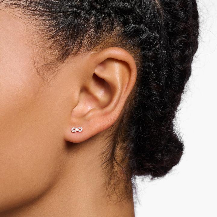 Produktbild Thomas Sabo Einzel Ohrstecker Infinity mit Weissen Steinen Verroségoldet (Silber 925)