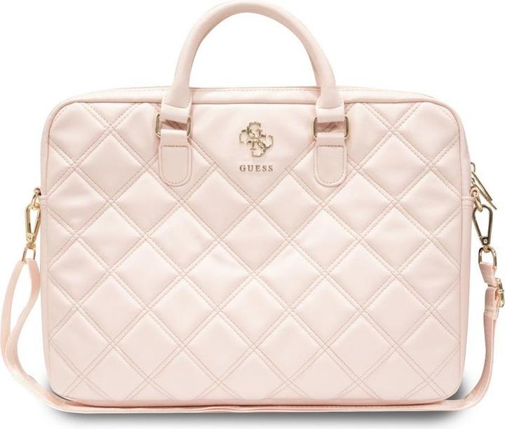 Guess PU Grained 4G Metal Logo Computer Bag 15/16 - pink (16")