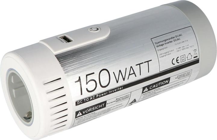 Actual product image Goobay Car voltage converter converts 12 V DC to 230 V AC, with protective contact socket and USB output