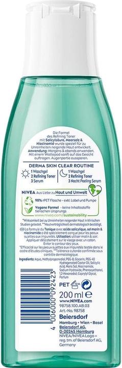 Actual product image NIVEA Derma Skin Clear Facial Toner (Tonic water, 200 ml)