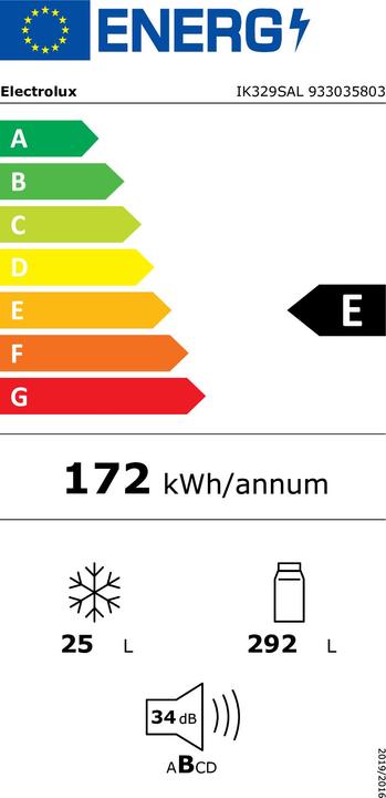 Label énergétique Electrolux IK329SAL (318 l)