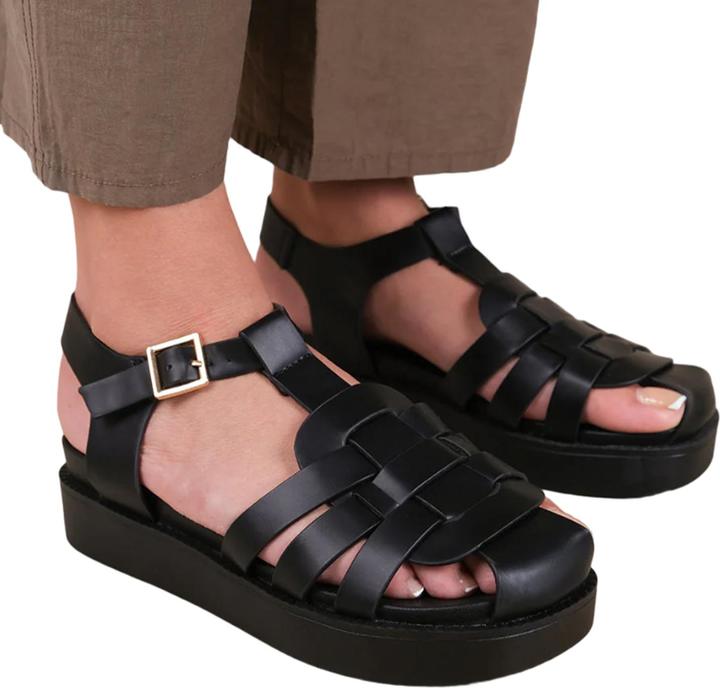 Actual product image Where's That From Womens/Ladies Louisiana Faux Leather Multi Strap Wide Sandals (40)