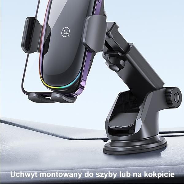 Actual product image Usams Uchwyt indukcyjny US-CD187 15W do szyby/na deskę czarny/black CD187ZJ01
