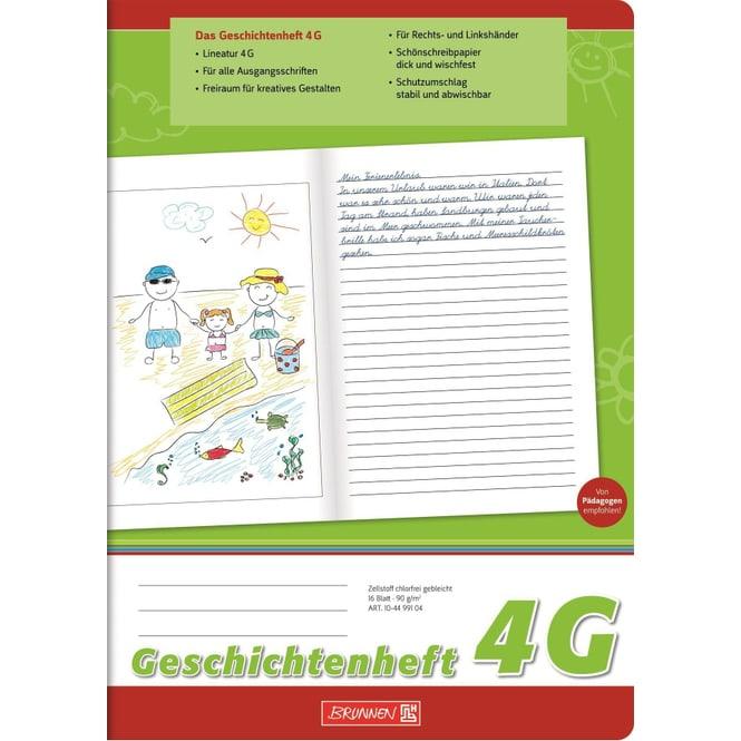 Libro di fiabe con righe 4G foderate DIN A4 senza margini, 16 fogli (A4, Righe)