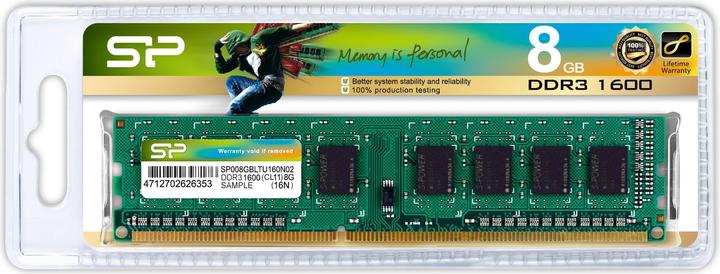 Produktbild Silicon Power SP008GBLTU160N02 (1 x 8GB, 1600 MHz, DDR3-RAM, DIMM)