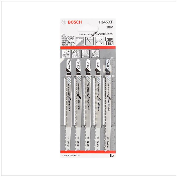 Actual product image Bosch Professional Zubehör PRO Multi Material thick and thin T345XF Stichsägeblatt, 132 mm, 5-tlg.