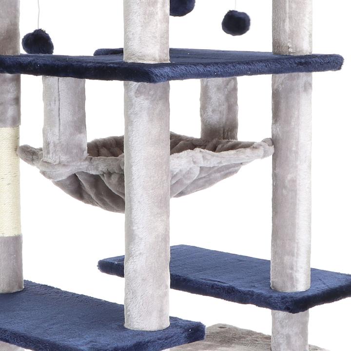 Produktbild Fudajo Kratzbaum Hellgrau/Blau 134cm Katzenkratzbaum Katzenbaum Katzenmöbel (134 cm, Hellgrau, Blau)