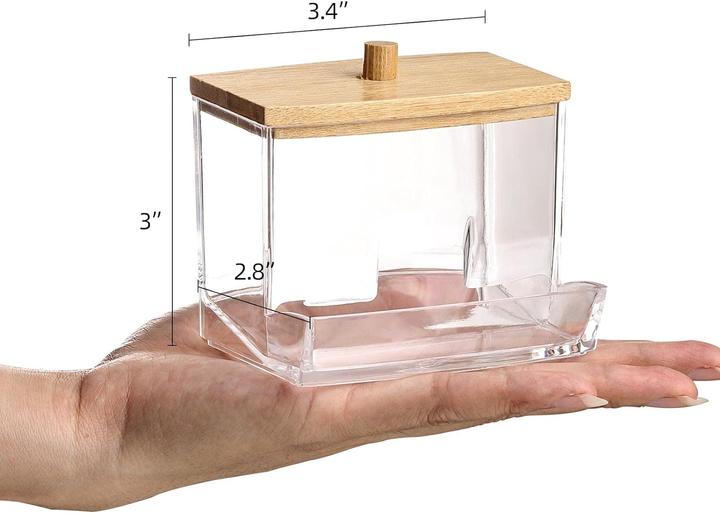 Produktbild PhoneLook Schöner Wattestäbchenhalter / Spender Wattebällchen Aufbewahrer aus & Glas