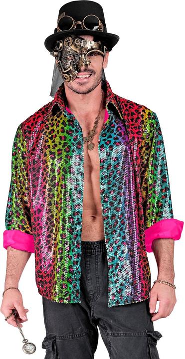 Image du produit Widmann Chemise à paillettes homme imprimé léopard Rainbow (S)