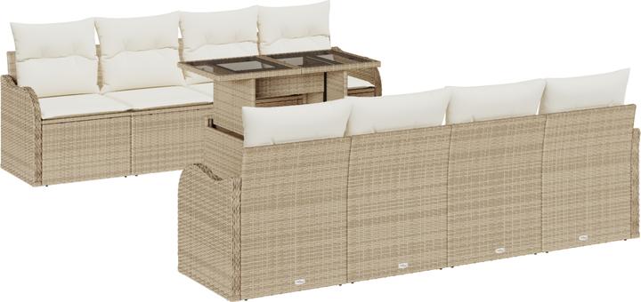 Produktbild VidaXL 9-teiliges Garten Sofa Set mit Kissen Beige Poly Rattan