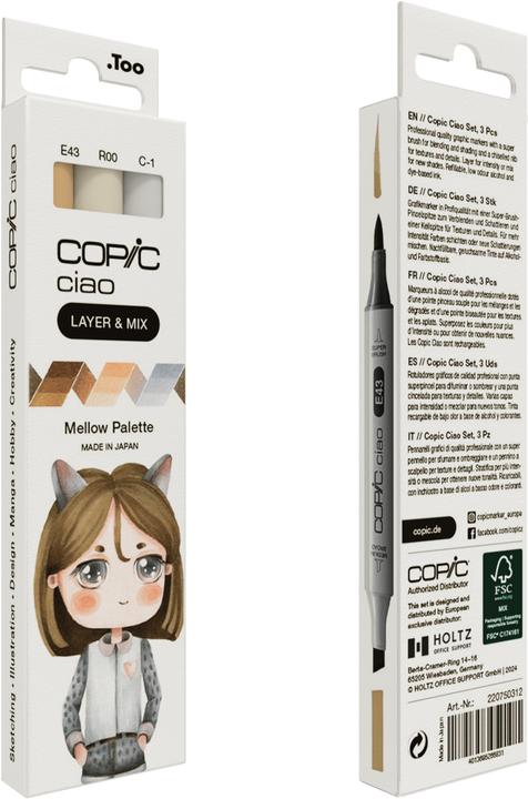 Image du produit Copic CIAO - Marqueurs (C-1 Cool Gray No.1, E43 Dull Ivory, R00 Blanc rosé, 6 mm, 3 x)