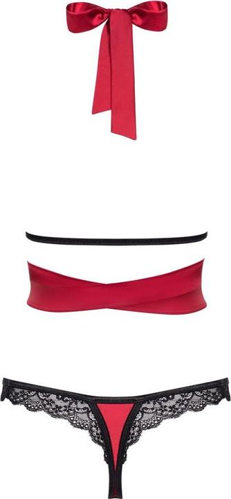 Image du produit Obsessive Sensuelia Ensemble de lingerie 2 pièces avec haut cache-coeur- Rouge (S/M)