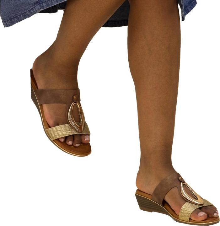 Actual product image Lunar Womens/Ladies Porto Wedge Heel Sandals (37)