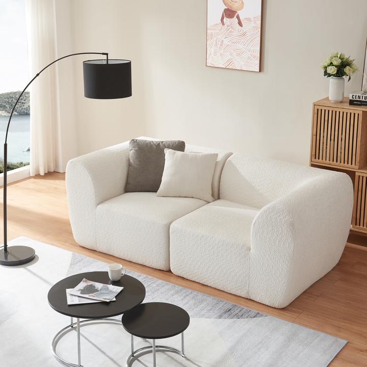 Immagine prodotto En.Casa Modular Sofa 2-Sitzer Hurvas Bouclé Cremeweiss