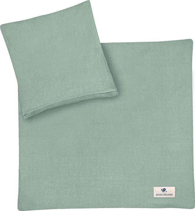 Actual product image Julius Zöllner Muslin bed linen, green (80 x 80 cm, 35 x 40 cm)