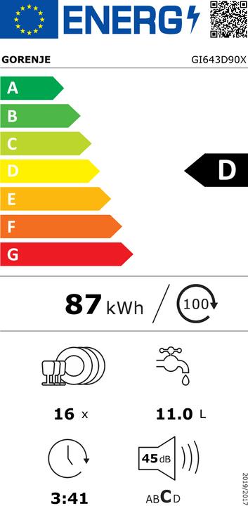 Energy Label Gorenje GORE built-in dishwasher