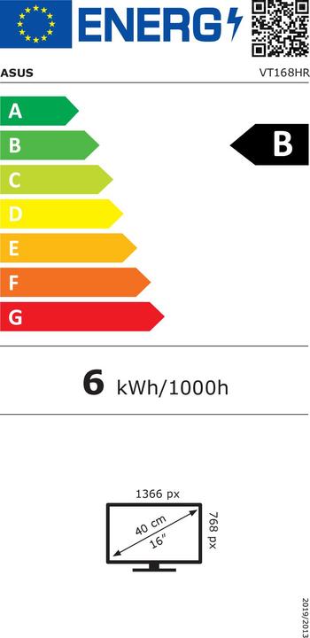 Energy Label ASUS VT168HR (1366 x 768 pixels, 15.60")
