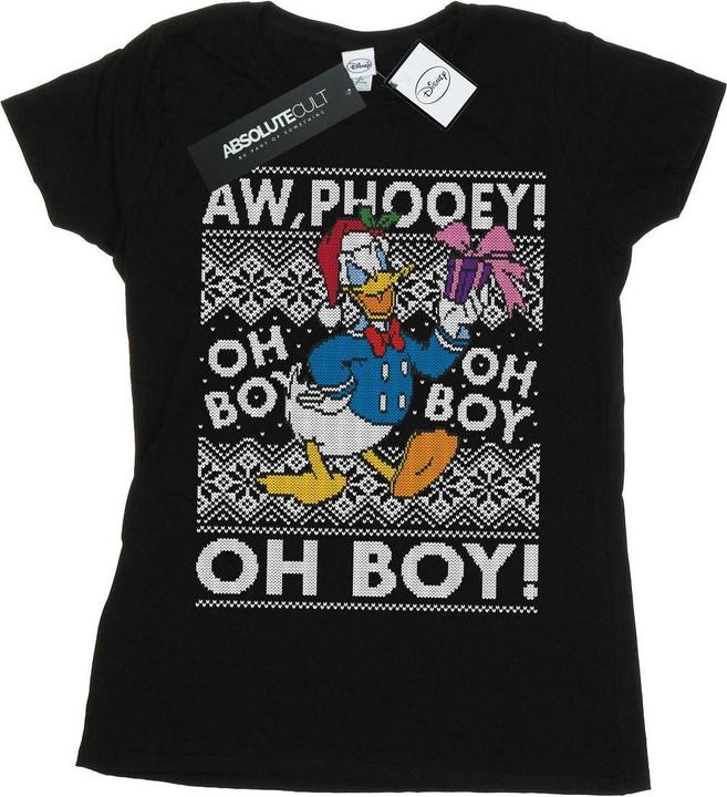 Actual product image Disney Womens/Ladies Donald Duck Christmas Fair Isle Cotton T-Shirt (M)