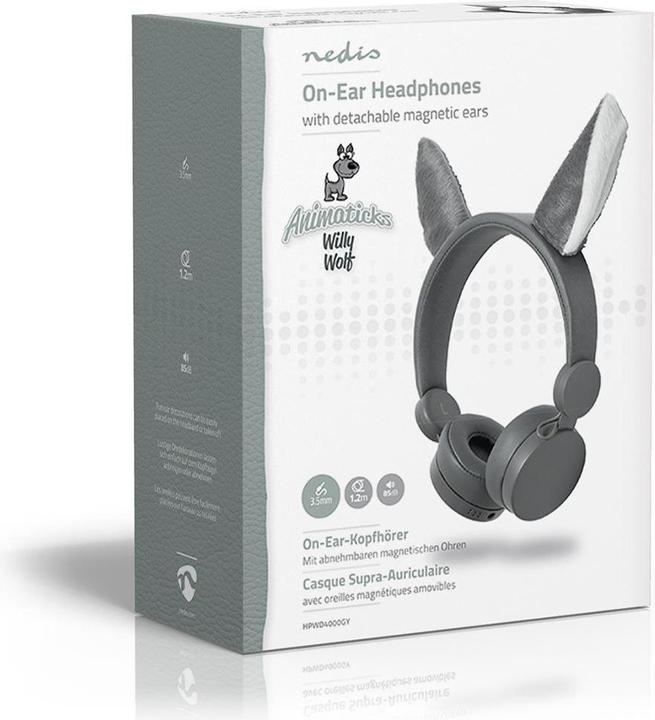 Immagine prodotto Nedis Cuffie on-ear con cavo Cuffie on-ear con cavo da 3,5 mm Lunghezza cavo: 1,20 m 85 dB Grigio Grigio (Cablato)