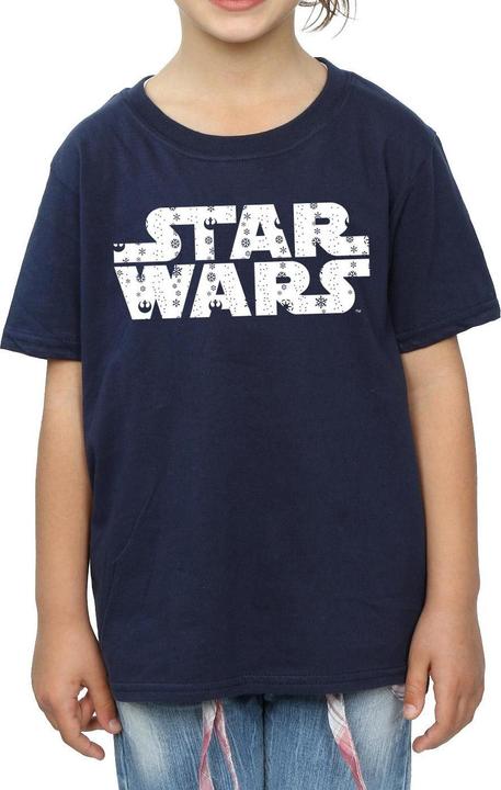 Actual product image Star Wars Girls Christmas Logo Cotton T-Shirt (140, 146)