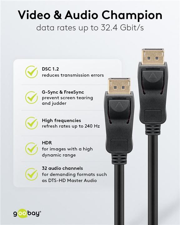 Produktbild Goobay DisplayPort-Verbindungskabel 1.4 (2 m, DisplayPort)