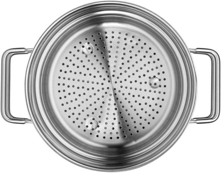 Produktbild WMF Kochtopf Dampfgarer 20cm 2,5l Glasdeckel Metalleinsatz Edelstahl Induktion (20 cm, Dampfkochtopf)
