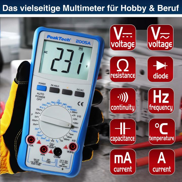 Image du produit Peaktech P 2005 A Multimètre numérique (CAT III 1000V, CAT IV 600V)