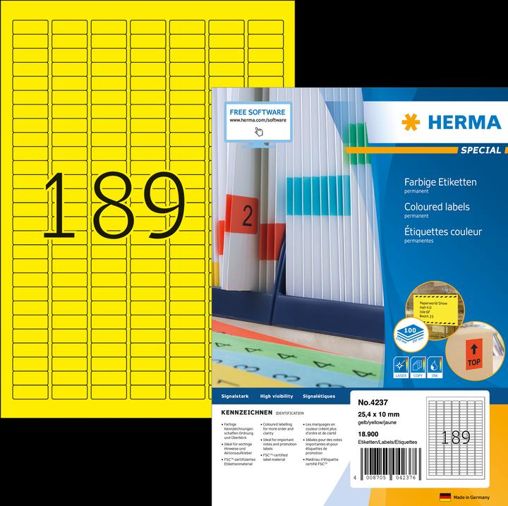 Actual product image HERMA Coloured labels A4