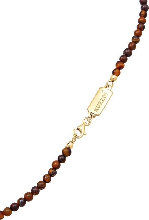 Actual product image Kuzzoi Gemstone necklace, pearl, pearl necklace (Stainless steel, 925 sterling silver, Tiger's eye, 60 cm)