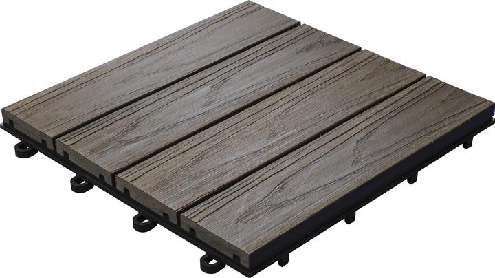 Florco Balcony & terrace tiles WPC 3D brown 30 x 30, 6 pcs. (6 x, 30 x 30 cm)
