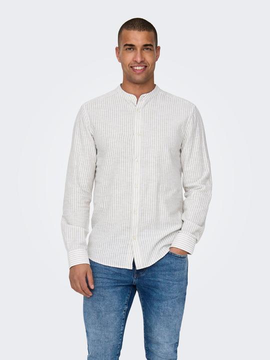 Only & Sons Onscaiden Life Ls Mao Stripe Linen Noos