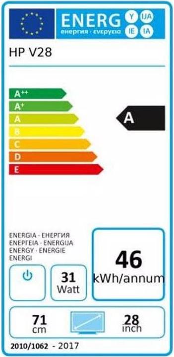 Energy Label HP V28 (3840 x 2160 Pixels, 28")