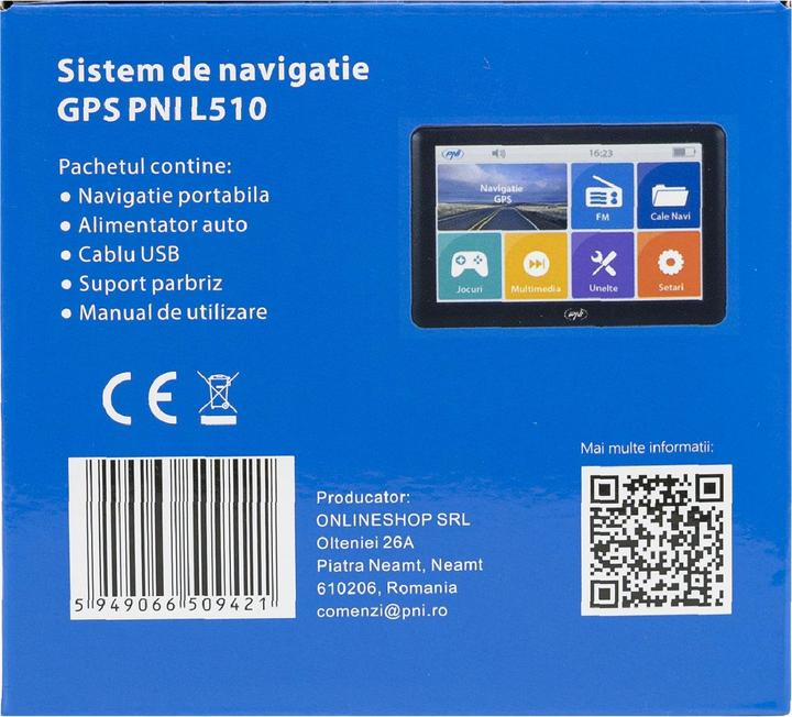 Actual product image PNI GPS navigation system L510 5-inch screen, 800 MHz, 256 MB DDR2, 8 GB internal memory, FM-S (5")