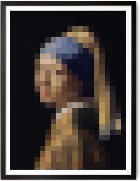Produktbild Trenddeko Pixelart - Vermeer - Das Mädchen mit dem Perlenohrring (120 x 150 cm)