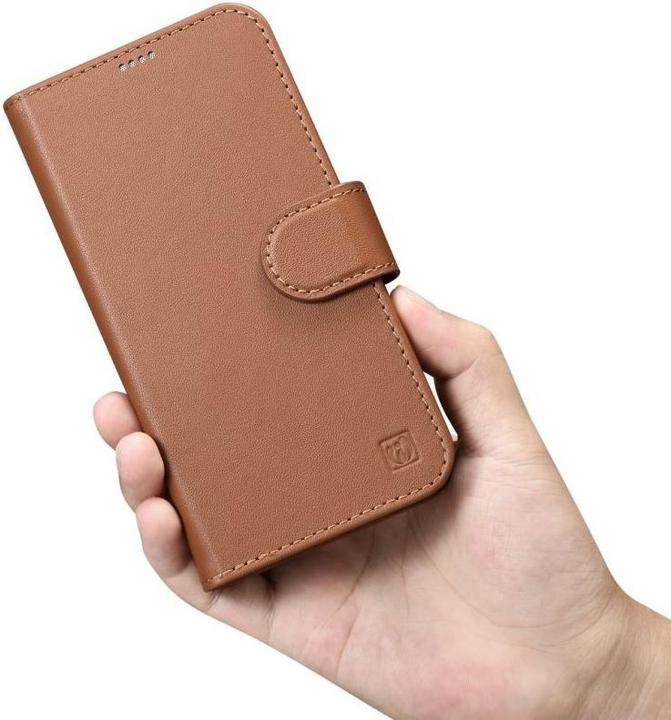 Produktbild iCarer Wallet Case 2 in1 Hülle iPhone 14 Lederhülle mit Faltung braun antiRFID (WMI14220725-BN) (Apple iPhone 14)