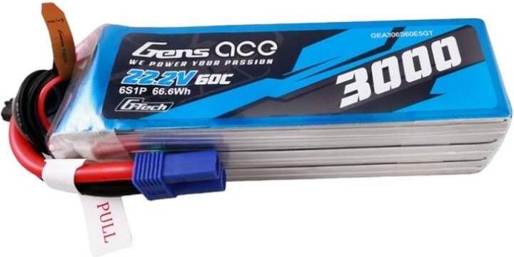 Gens Ace G-Tech 3000mAh 22.2V 60C 6S1P Lipo Battery Pack with EC5 plug (22.20 V, 3000 mAh)