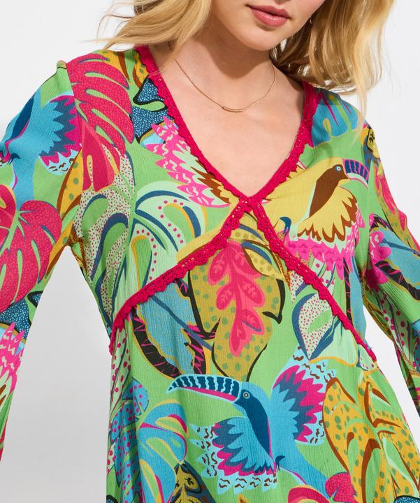 Actual product image Joe Browns Tropical Print Long Sleeve Tunic Dress (12)