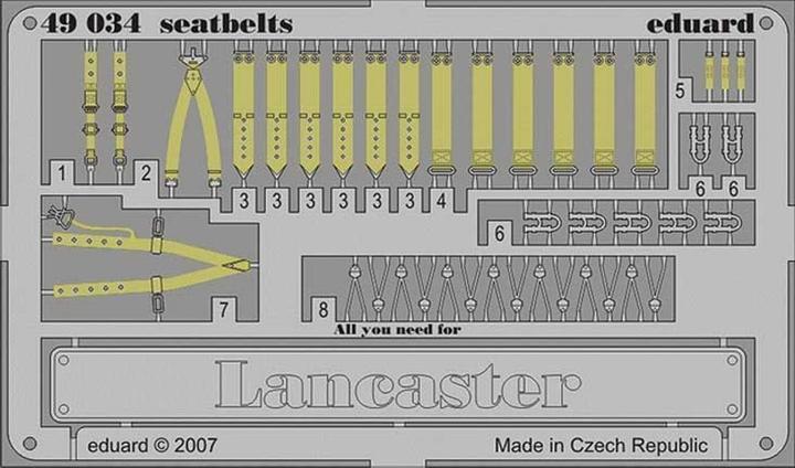 Actual product image Eduard Lancaster seatbelts for Tamiya kit